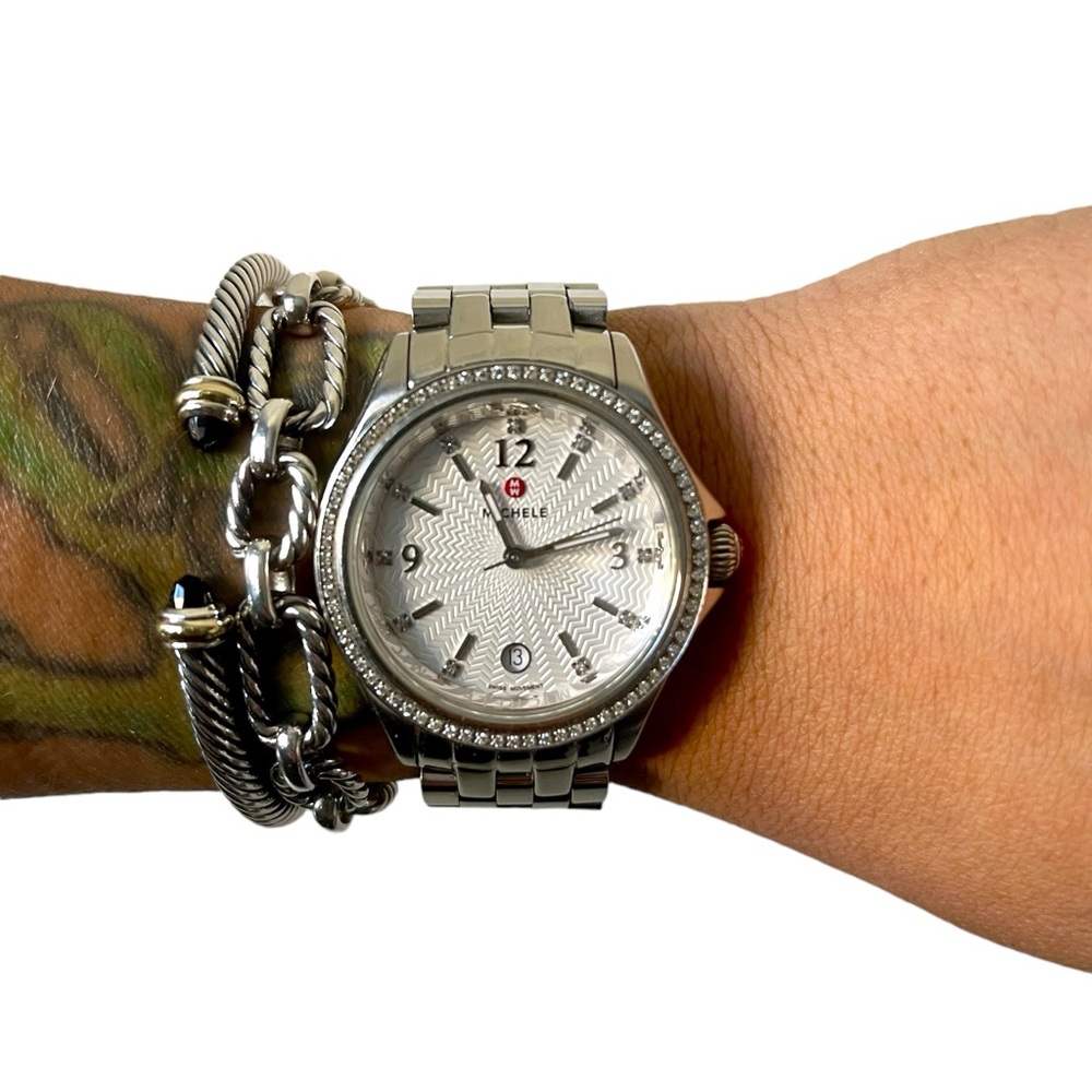 Michele Diamond Stainless Steel Bracelet Watch with Adjustable Band - Picture 6 of 9